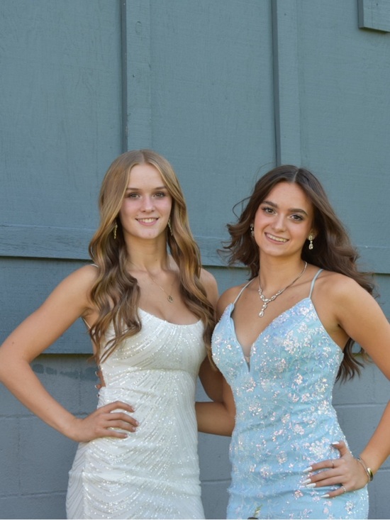 Nox Anabel Dresses & Skirts - Sequin Prom Dresses - White & Light Blue